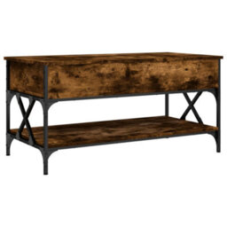 Berkfield Coffee Table Smoked Oak 100X50X50 Cm Engineered Wood And Metal - thumbnail 7