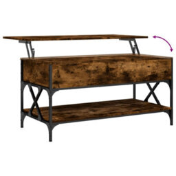 Berkfield Coffee Table Smoked Oak 100X50X50 Cm Engineered Wood And Metal - thumbnail 8