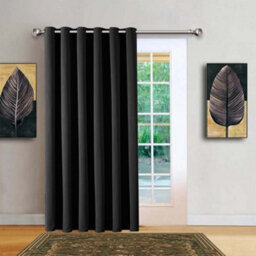 Bedlooms Black Blackout Thermal Insulated Eyelet Ready Made Ring Top Single Curtain Panel 66 X 84 Inches With Tie Back - thumbnail 2