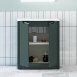 Royal Bathrooms Avenza 700mm Deep Moss Green Floor Standing Bathroom Vanity Unit 2 Door Carrara White Undrilled Worktop & No Basin - thumbnail 5