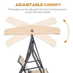 Outsunny 3 Seater Garden Swing Patio Hammock W/ Canopy For Outdoor Beige - thumbnail 5