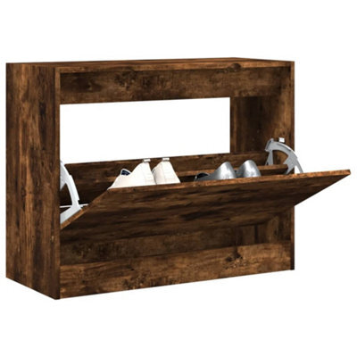 Berkfield Shoe Cabinet Smoked Oak 80X34X63 Cm Engineered Wood - image 1