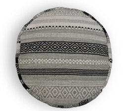 Littens Mint Green Geometric Handwoven Chunky Cotton Round Pouffe Seat Bean Bag Footstool 50Cm X 35Cm - thumbnail 4