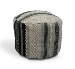 Littens Mint Green Geometric Handwoven Chunky Cotton Round Pouffe Seat Bean Bag Footstool 50Cm X 35Cm