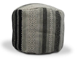 Littens Mint Green Geometric Handwoven Chunky Cotton Round Pouffe Seat Bean Bag Footstool 50Cm X 35Cm - thumbnail 2
