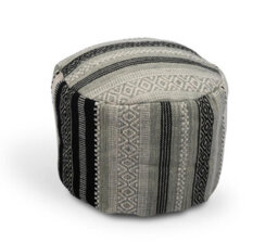 Littens Mint Green Geometric Handwoven Chunky Cotton Round Pouffe Seat Bean Bag Footstool 50Cm X 35Cm - thumbnail 3