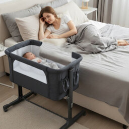 Gainoom 3-In-1 Baby Bedside Bassinet W/ Lockable Wheels & Storage Bag Easy Folding Portable Crib Baby Bed For 0-6 Months - thumbnail 3