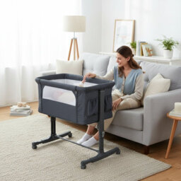 Gainoom 3-In-1 Baby Bedside Bassinet W/ Lockable Wheels & Storage Bag Easy Folding Portable Crib Baby Bed For 0-6 Months - thumbnail 6