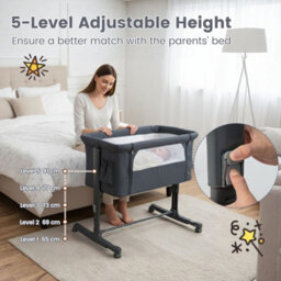 Gainoom 3-In-1 Baby Bedside Bassinet W/ Lockable Wheels & Storage Bag Easy Folding Portable Crib Baby Bed For 0-6 Months - thumbnail 4