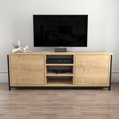 Decorotika Otis Tv Stand For Tv's Up To 63 Inch Black And Oak - image 1