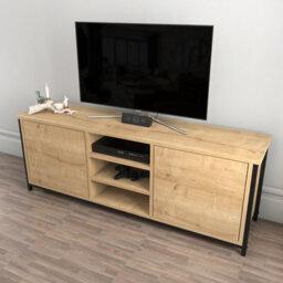 Decorotika Otis Tv Stand For Tv's Up To 63 Inch Black And Oak - thumbnail 2