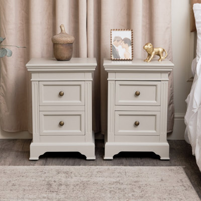 Melody Maison Pair Of Taupe-Grey Two Drawer Bedside Tables - Daventry Taupe-Grey Range - image 1