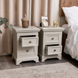 Melody Maison Pair Of Taupe-Grey Two Drawer Bedside Tables - Daventry Taupe-Grey Range - thumbnail 4