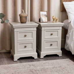 Melody Maison Pair Of Taupe-Grey Two Drawer Bedside Tables - Daventry Taupe-Grey Range - thumbnail 3