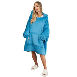 Ohs Hoodie Blanket Ultra Plush Wearable Sherpa Oversize - Sea Blue