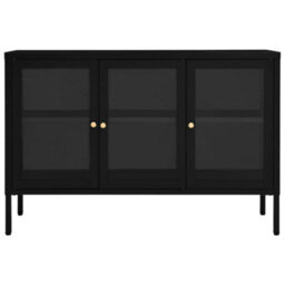 Walplus Sideboard Black 105X35X70 Cm Steel And Glass - thumbnail 3