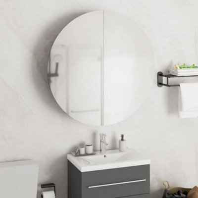 Vidaxl Bathroom Cabinet With Round Mirror&led Grey 54X54X17.5 Cm - image 1