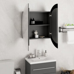 Vidaxl Bathroom Cabinet With Round Mirror&led Grey 54X54X17.5 Cm - thumbnail 4