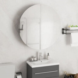 Vidaxl Bathroom Cabinet With Round Mirror&led Grey 54X54X17.5 Cm - thumbnail 1
