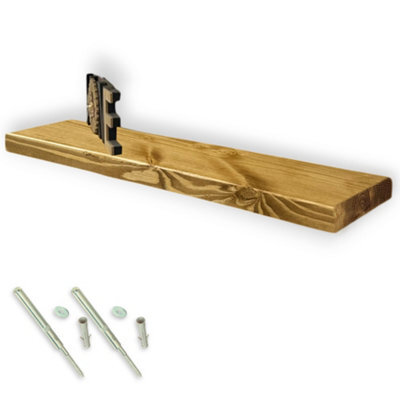 Mkgt Solid Wood Floating Shelf With Hidden Brackets Extra Thick 45mm Rustic Wall Shelf (Dark Oak, 130Cm) - image 1