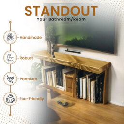 Mkgt Solid Wood Floating Shelf With Hidden Brackets Extra Thick 45mm Rustic Wall Shelf (Dark Oak, 130Cm) - thumbnail 4