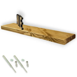Mkgt Solid Wood Floating Shelf With Hidden Brackets Extra Thick 45mm Rustic Wall Shelf (Dark Oak, 130Cm) - thumbnail 1
