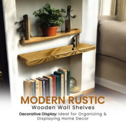 Mkgt Solid Wood Floating Shelf With Hidden Brackets Extra Thick 45mm Rustic Wall Shelf (Dark Oak, 130Cm) - thumbnail 5
