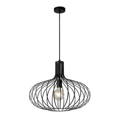 Lucide Manuela Vintage Pendant Light 50Cm - 1Xe27 - Black - image 1