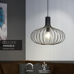 Lucide Manuela Vintage Pendant Light 50Cm - 1Xe27 - Black - thumbnail 3