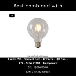 Lucide Manuela Vintage Pendant Light 50Cm - 1Xe27 - Black - thumbnail 6