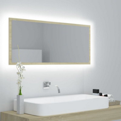 Walplus Led Bathroom Mirror Sonoma Oak 100X8.5X37 Cm Acrylic - image 1
