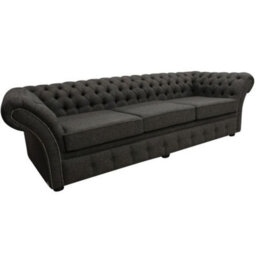 Chesterfield 4 Seater Sofa Harris Tweed Herringbone Peatland Wool In Balmoral Style - thumbnail 2