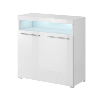 Arte Chic White India 45 Highboard Cabinet, 2 Doors, 1 Open Shelf, Optional Led, H920mm W910mm D390mm - image 1
