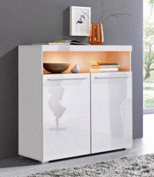 Arte Chic White India 45 Highboard Cabinet, 2 Doors, 1 Open Shelf, Optional Led, H920mm W910mm D390mm - thumbnail 2
