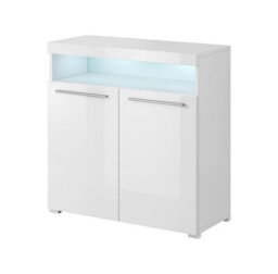 Arte Chic White India 45 Highboard Cabinet, 2 Doors, 1 Open Shelf, Optional Led, H920mm W910mm D390mm