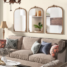 Costway Antiqued Gold Wall Mirror 76 Cm X 51 Cm Dramatic Arched Mirror-Gold - thumbnail 5