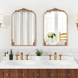 Costway Antiqued Gold Wall Mirror 76 Cm X 51 Cm Dramatic Arched Mirror-Gold - thumbnail 7