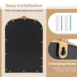 Costway Antiqued Gold Wall Mirror 76 Cm X 51 Cm Dramatic Arched Mirror-Gold - thumbnail 3