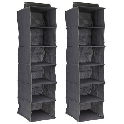 Urbn-Living Urbnliving 120Cm Height 6 Compartment Hanging Clothes Storage Organiser Shelves Collapsible Closet Rack, Set Of 2 - image 1