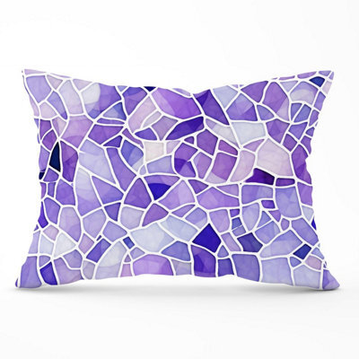 Warren Reed Designer Purple And White Mosaic Design Cushions 33Cm X 48Cm - image 1