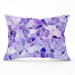 Warren Reed Designer Purple And White Mosaic Design Cushions 33Cm X 48Cm - thumbnail 1