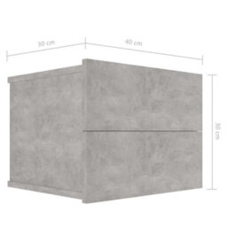 Vidaxl Bedside Cabinet Concrete Grey 40X30X30 Cm Engineered Wood - thumbnail 7