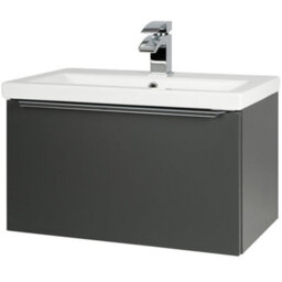 Clifton 600mm Bathroom Matt Dark Grey Wall Mounted Vanity Unit And Basin (Central) - Brassware Not Included - thumbnail 1