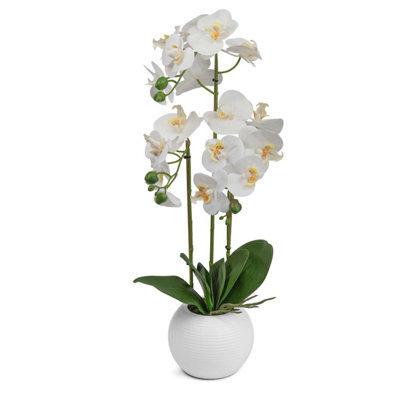 Crystals Artificial Orchid Flower Display In Pot 60Cm White Realistic Home Party Decor - image 1