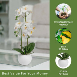 Crystals Artificial Orchid Flower Display In Pot 60Cm White Realistic Home Party Decor - thumbnail 3