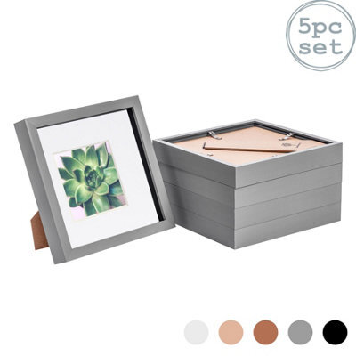 "Nicola Spring 8 X 8"" Photo Frames - Grey/white Mount - 3D Picture Frame Box Portrait Display Case (22.5 X 22.5Cm) Set Of 5" - image 1
