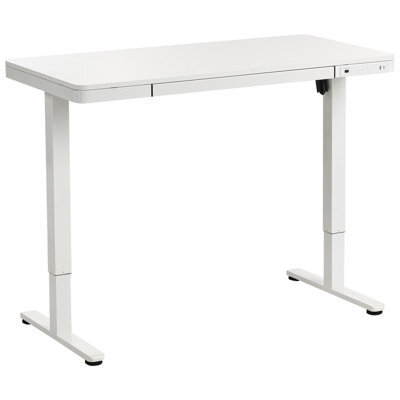 Beliani Electric Adjustable Standing Desk Penly White 120 Cm 60 Cm With Usb Port - image 1
