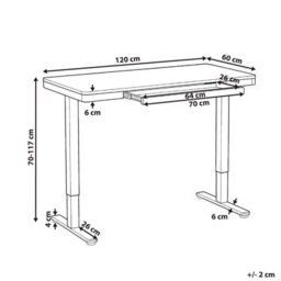 Beliani Electric Adjustable Standing Desk Penly White 120 Cm 60 Cm With Usb Port - thumbnail 3