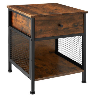 Tectake Bedside Table Killarney    - Industrial Wood Dark, Rustic - image 1