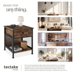 Tectake Bedside Table Killarney    - Industrial Wood Dark, Rustic - thumbnail 7